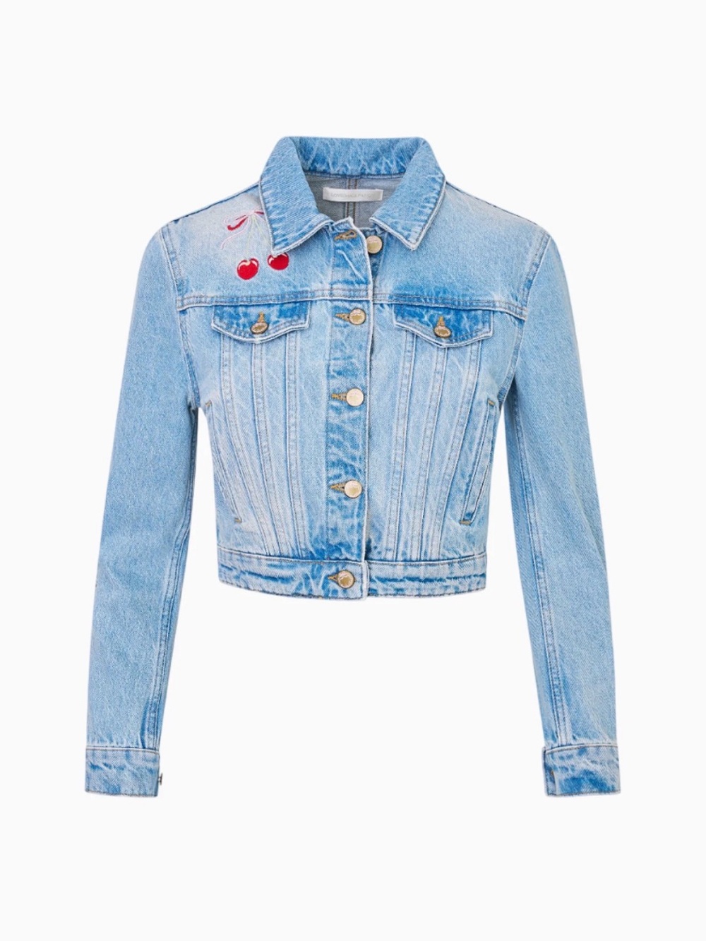 LoveShackFancy Bardot Cherry Denim Jacket - Picture 4 of 15